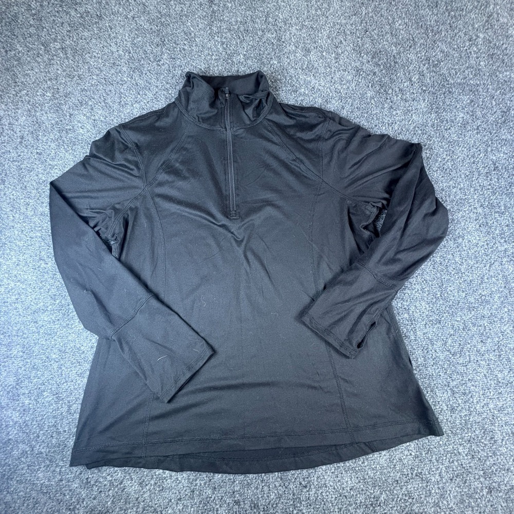 Lukka Lux Top Womens Large Black Quarter Zip‎ Mock Neck Thumbhole Activewear